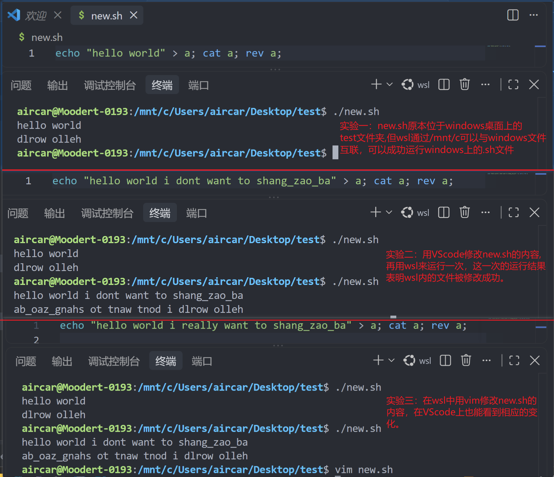 VSCode 与内置终端的 wsl 进行文件协作